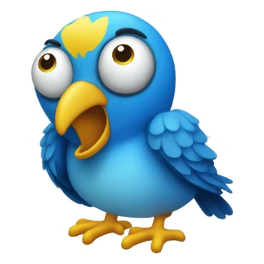 Blue silly bird boy with yellow beak sticker