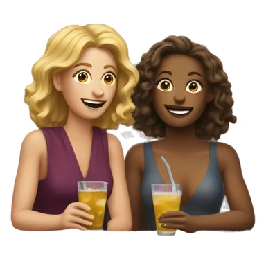 Two women at happy hour glad they don’t have their kids with them sticker