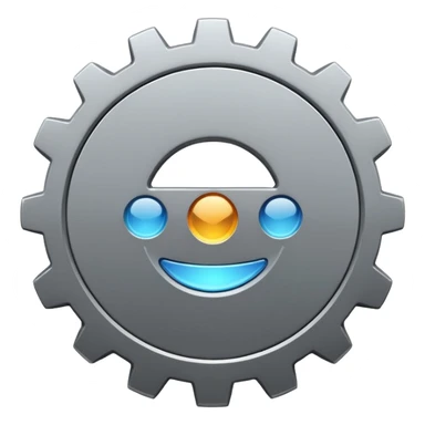 settings gear icon for site navigation. just one gear. no happy face, just grey sticker