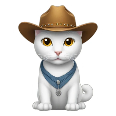 white cat wearing a cowboy hat sticker
