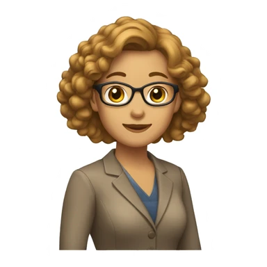 profesora con pelo castaño claro y liso saludando sticker