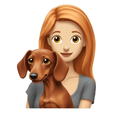 Redhead 👩🏼‍🦰 with blonde longhair dachshund in front of her sticker