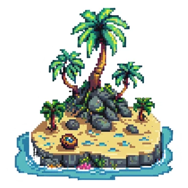 deserted island with treasure sticker