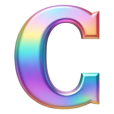Iridescent Font setting icon with letter C sticker