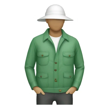 gardener pith helmet jacket white green trees  sticker