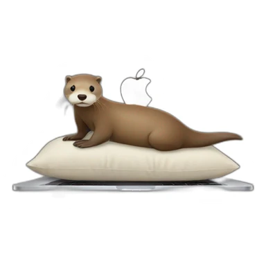 otter using a macbook with its back against a pillow sticker