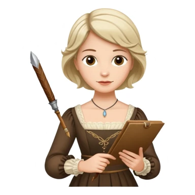 Jane austin writing with a quill in hand sticker