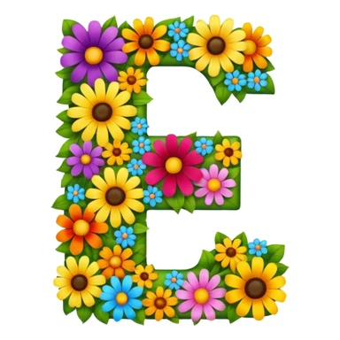 large number 7 made up of assorted bright flowers sticker