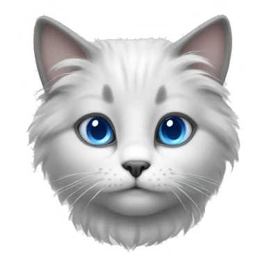 fluffy white and gray cat with blue eyes  sticker