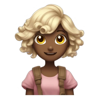 digital art of a Cute girl discord emoji wave to say hello sticker