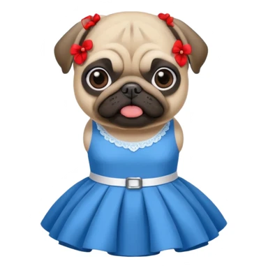 Pug realista com vestido azul sticker