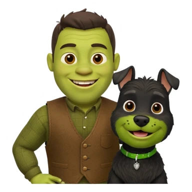 Shrek with a miniature black schnauzer sticker