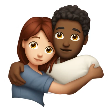 Burgundy haired girl and brunette boyfriend cuddling in bed sticker