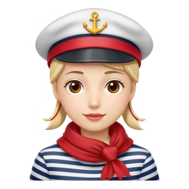 marinera con camiseta de rayas, pañuelo rojo en el cuello y gorra de marinero sticker