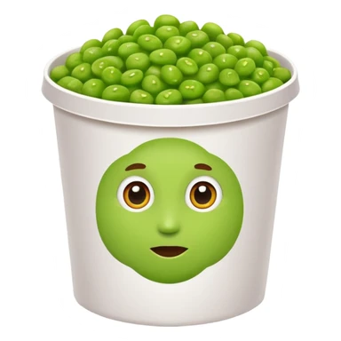 mushy peas in a disposable white cardboard container sticker