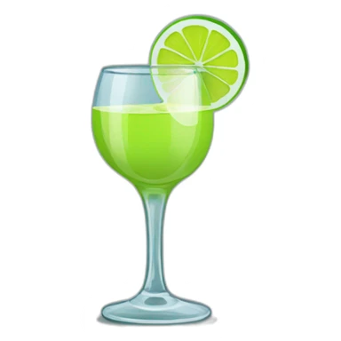 A single tequila glass with a single slice of green lemon piece on it sticker