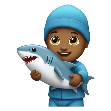 baby with a shark toy sticker