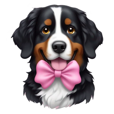 Bernese mountain dog wearing a pink bow sticker