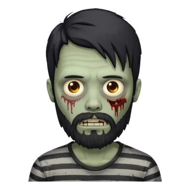 zombie in stripe gray  men long hair & bearded sticker