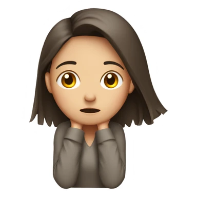 brunette girl with long stressed out with her hands on her head  sticker