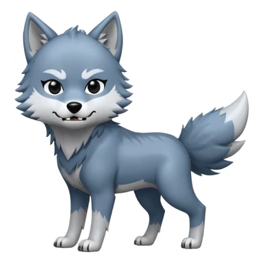 Toony Chibi bluish-silvery Cool Edgy Scarred Badass Ginga Nagareboshi Gin/Silver Fang the wolf (full body) (feral) (4 legs) (canine) sticker