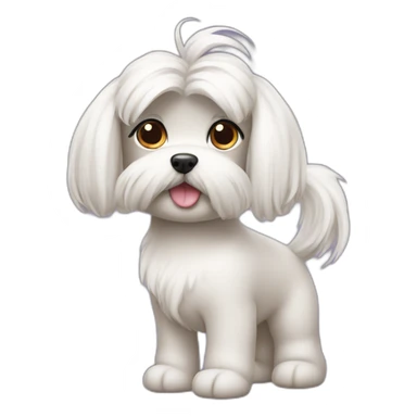 Maltese dog with pony-tail hairstyle sticker