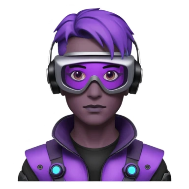 Cyberpunk man fappy head 3d puruple cyber VR -glasses only head sticker