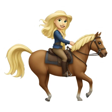 Blonde girl riding a horse sticker