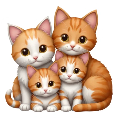 3 kittens cuddling together all different colours, the first one is grey and white, the second is ginger and white and the third is brown tabby and white sticker