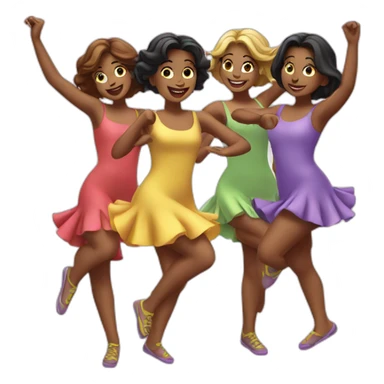 Four girls dancing sticker