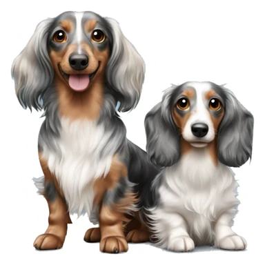 Two Tri Merle long haired Dachshunds together sticker