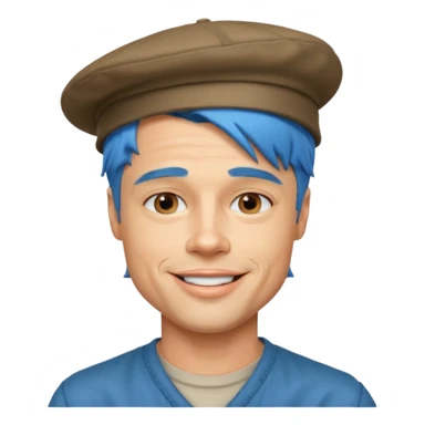 brad pitt, blue hair, hat sticker