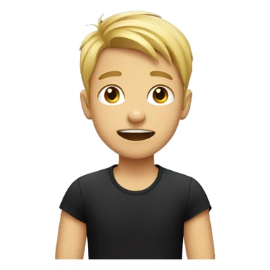 smiling boy in black shirt crying sticker