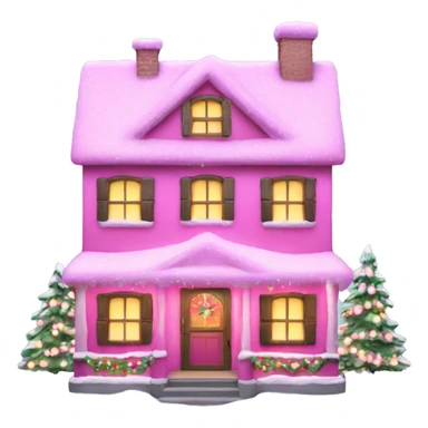 Pink lighted Christmas house  sticker