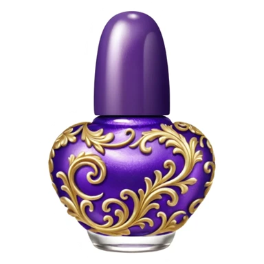 gold and dark purple rococo inflatable puffy nail polish sticker