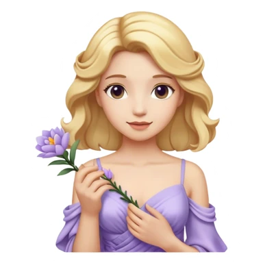 Cinematic Realistic Rapunzel Portrait, with porcelain-like skin featuring a subtle, natural glow, illuminated by soft lighting that brings out the gentle contours of her face. Her long, golden blonde hair cascades in detailed waves, each strand highlighted with a radiant shimmer as it catches the light. She playfully holds a flower in one hand, her other hand resting casually in her lap, with a warm and spirited expression. Her bright, expressive green eyes exude curiosity and warmth, framed by delicate lashes and soft, arched brows. She is dressed in her classic lavender and pink gown, the fabric textured with delicate folds that flow naturally, catching the light with a soft, radiant glow. The portrait captures a luminous, enchanting aura, seamlessly blending realism with a whimsical, fairytale charm, evoking a timeless sense of beauty and magic. sticker