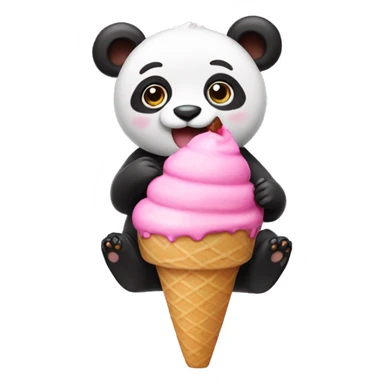 Pink panda eating ice cream  sticker