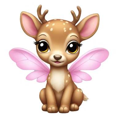 baby deer with fairy wings and a pink bow around its neck  sticker