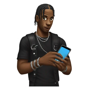travis scott with a phone in his hand sticker
