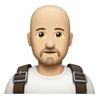  Bald white guy with goatee who looks sad wearing leather straps  sticker