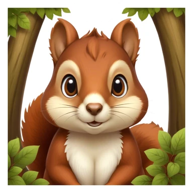 Cinematic Noble Squirrel Portrait Emoji, Poised and regal, with a nimble, agile build and a lush, well-groomed Fur of rich auburn and cream, deep-set soulful bright eyes, Simplified yet sharp and sophisticated features, highly detailed, glowing with a soft, dignified glow, high shine, intelligent and spry, stylized with an air of woodland charm, focused and attentive, soft glowing outline, capturing the essence of a watchful and confident rodent, so majestic it feels as though it could scamper out of the screen with effortless authority! sticker