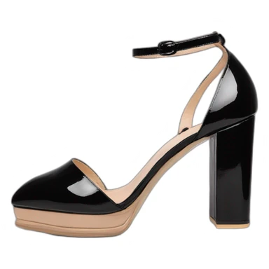 One view back Black Patent Leather Daffodile Platform Heels sticker
