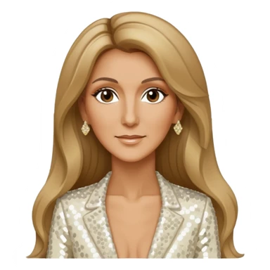 Celine Dion with long dark blonde hair, ivory sequin outfit sticker