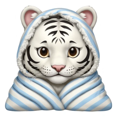 Shivering white tiger in a blanket sticker