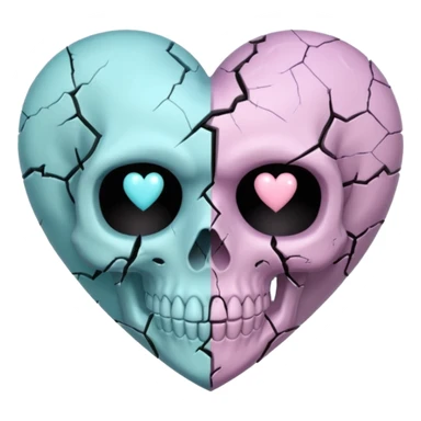 pastel goth heart with pastel skull sticker