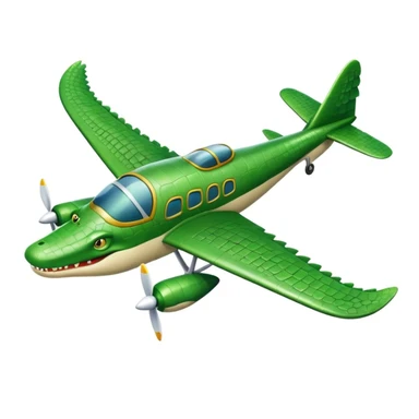 Hace una emoji de un cocodrilo que sea un avion sticker