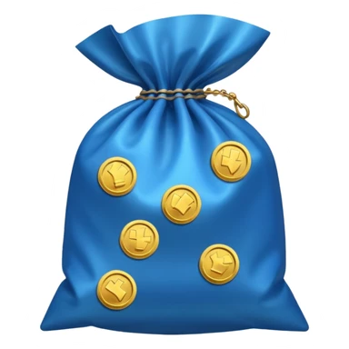 blue coins inside an opened bag  sticker