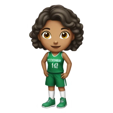 Hispanic girl playing basketball green uniform sticker