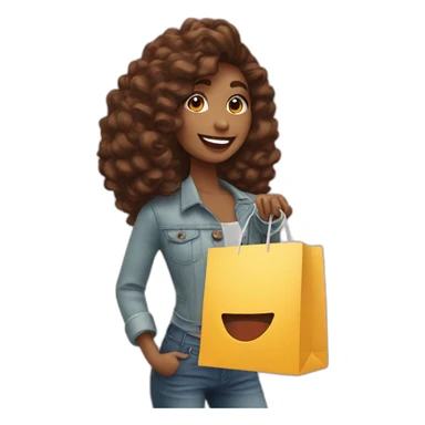 influencer taking selfie with a shopping bag sticker