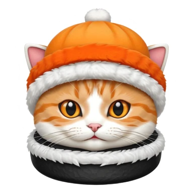 cat wearing a hat made out of sushi sticker